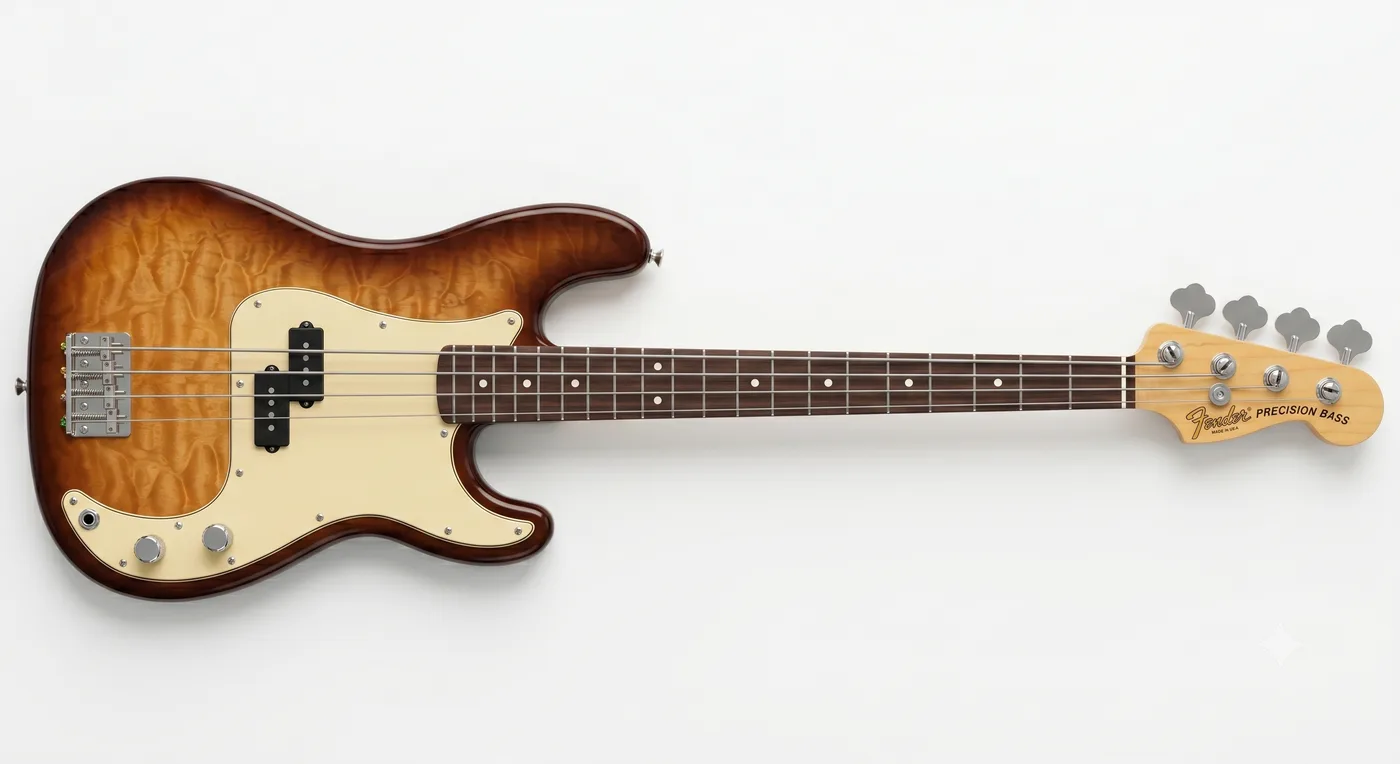 Virtual bass guitar interface showing 4-string fretboard and tab editor