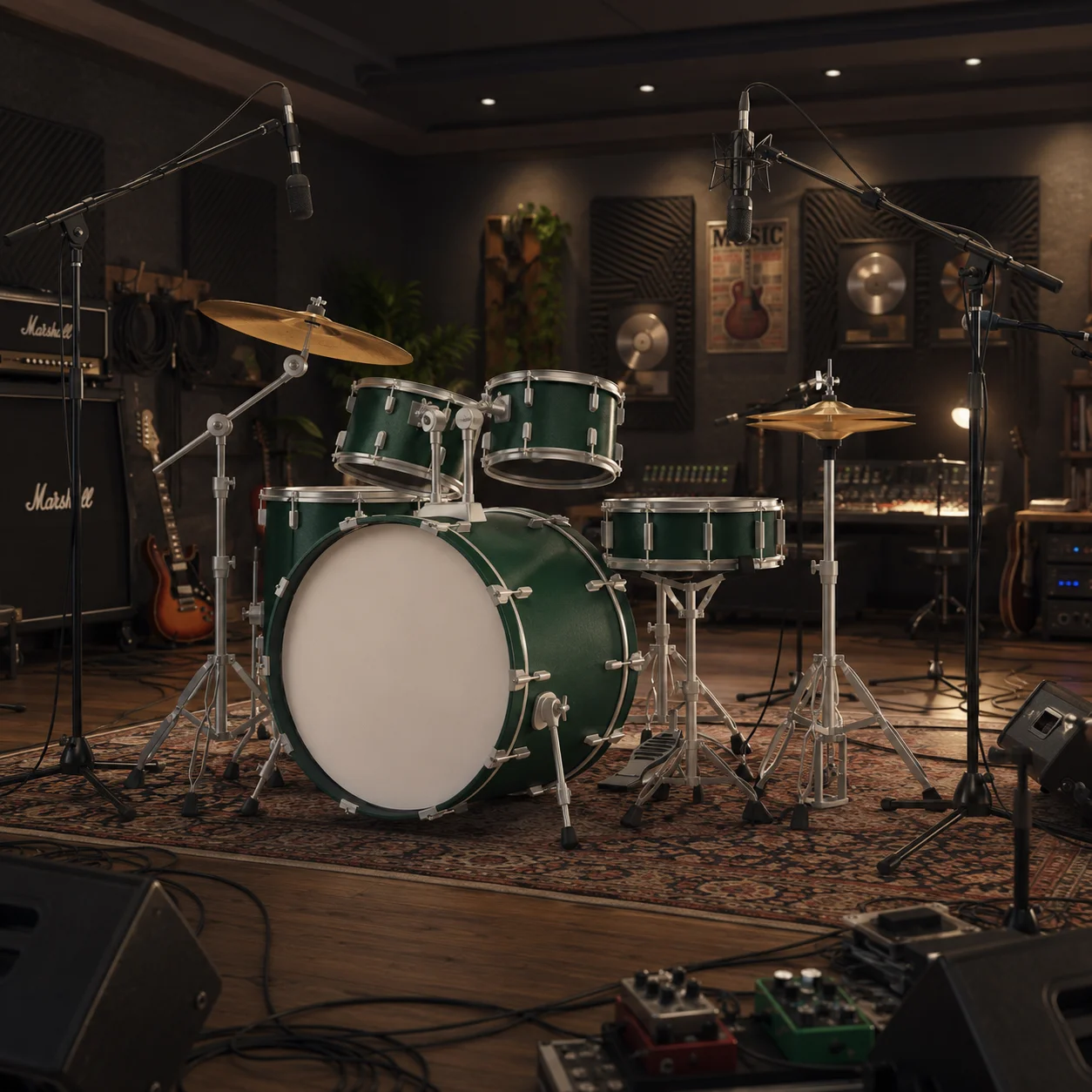 Virtual drum kit with playable pads